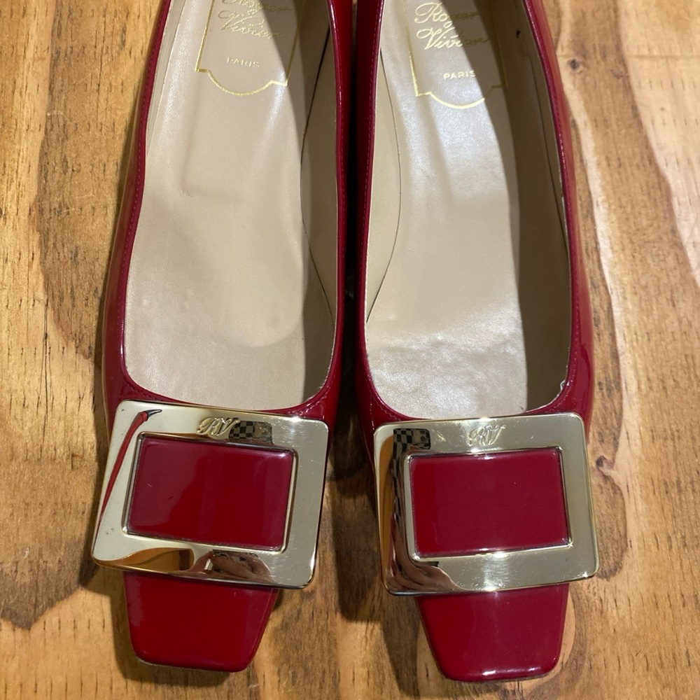 Roger Vivier Red Patent Leather Flats